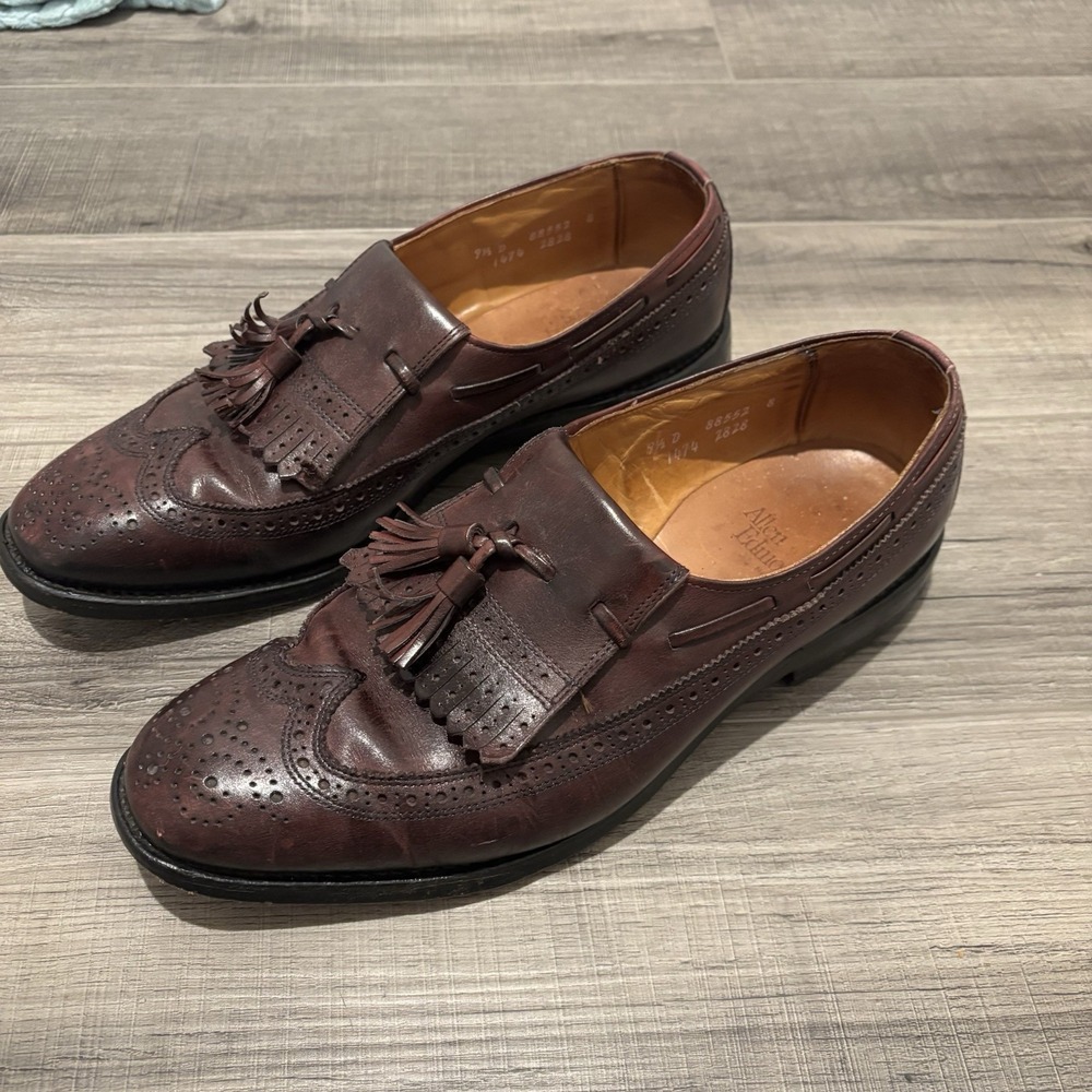 Allen Edmonds Grayson Tassel Loafers Burgundy Leather 9.5 US D